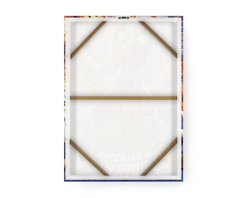 Rückansicht einer Leinwand mit Holzkeilrahmen