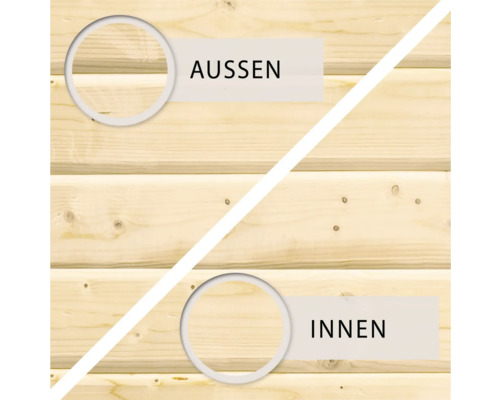 Holzwandansicht außen und innen