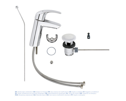 Waschtischarmatur mit Zubehör für die Montage