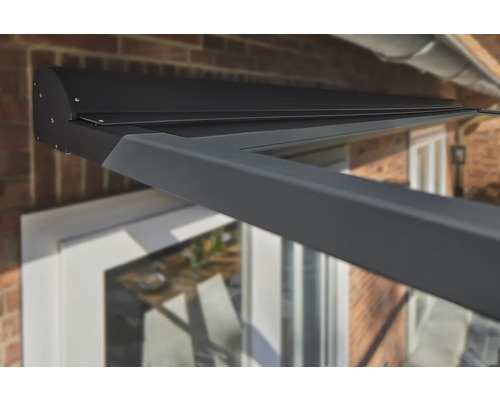 SOLUNA Pergola mit Stoffdach 4,5x4,5 Stoff Dessin 8445 Gestell RAL 7016 anthrazi - Bild 9 von 12