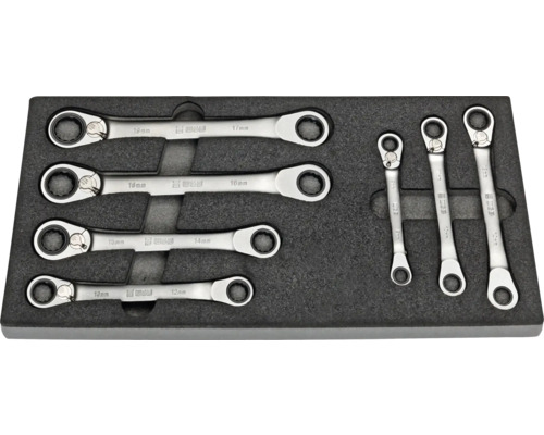 Ratschenschlüssel Set mit verschiedenen Größen in Werkzeugaufbewahrung