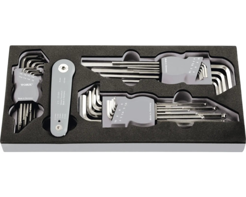 Inbusschlüssel-Satz und Torx-Schlüssel-Satz im Werkzeugkasten