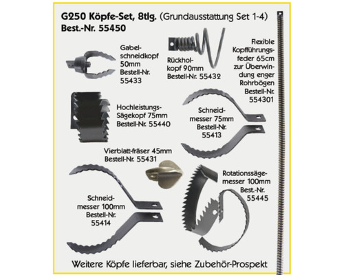 G250 Köpfe Set, achtteilig, Grundausstattung Set 1-4