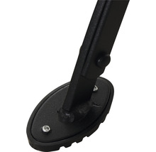 Detailansicht des Standfußes eines Produkts mit Schrauben und Profil