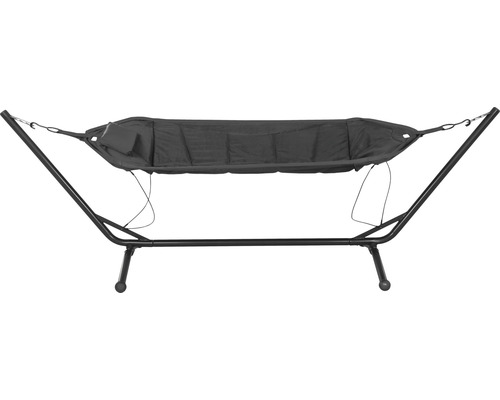 Freistehende Hängematte mit Stahlgestell und Stoffliegefläche