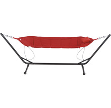 Hängematte mit Stahlgestell und Kissen