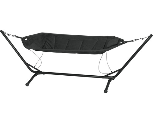 Schwarze Hängematte mit Metallgestell