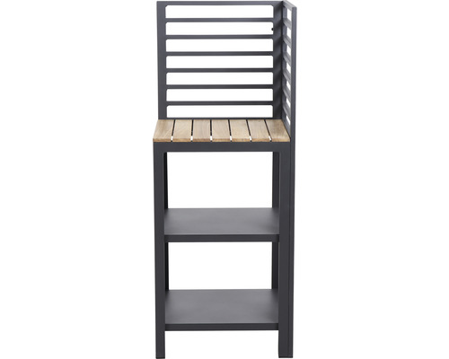 Hochlehner-Bar mit zwei Ablageflächen aus Metall und Holz