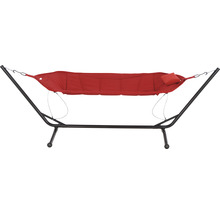Freistehende Hängematte mit Kissen und schwarzem Stahlgestell