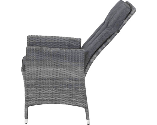Geflochtener Gartenstuhl mit verstellbarer Rückenlehne und Polster