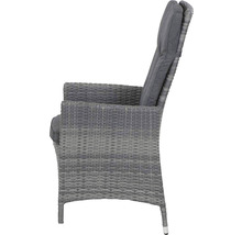 Gartensessel aus Polyrattan mit Armlehne und Kissen, Seitenansicht