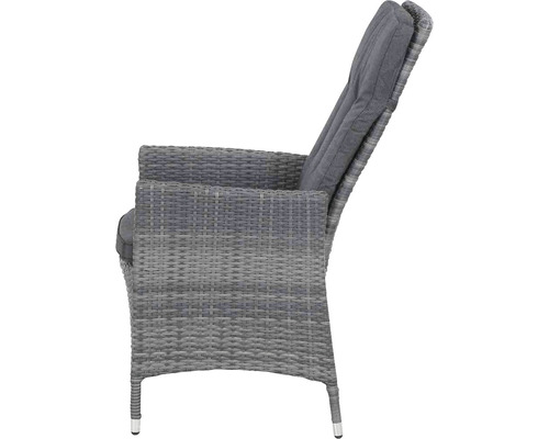 Gartenstuhl aus Polyrattan mit Armlehne und Polster