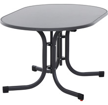 Grauer Gartentisch mit Metallgestell