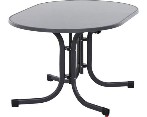 Grauer Gartentisch mit Metallgestell