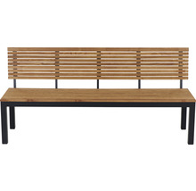 Gartenbank mit Rückenlehne aus Holz und Metall