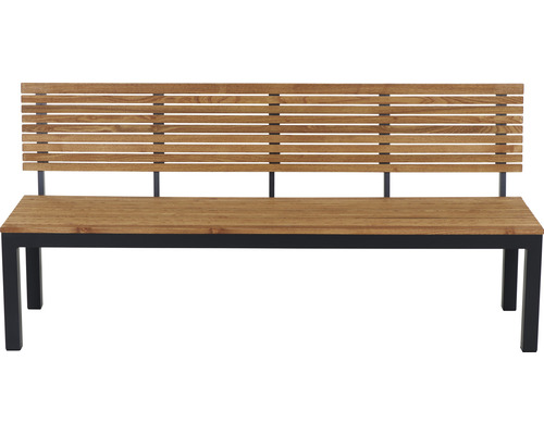 Gartenbank mit Rückenlehne aus Holz und Metall