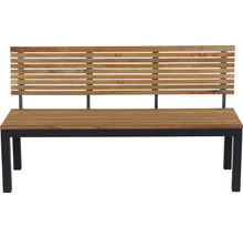 Gartenbank mit Rückenlehne aus Holz und Metallgestell