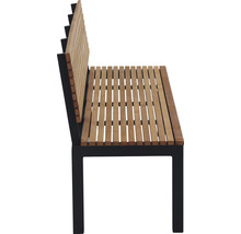 Gartenbank aus Holz und Metall, Seitenansicht