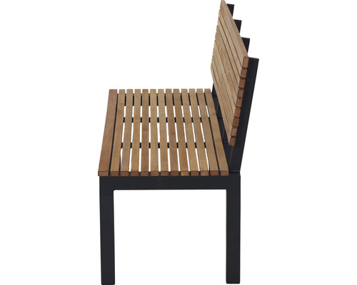 Gartenbank mit Holzlatten auf Metallgestell