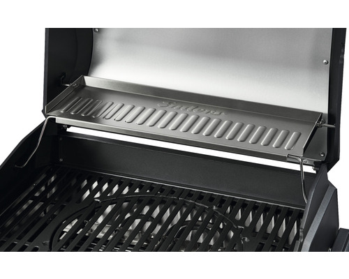 Edelstahl Warmhalterost im Grill mit Enders Logo