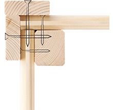 Detailaufnahme einer Holzverbindung mit Schrauben
