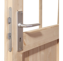 Holztür mit Türdrückergarnitur und Schloss