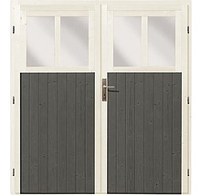 Doppelte Gartentür aus Holz mit Fenster