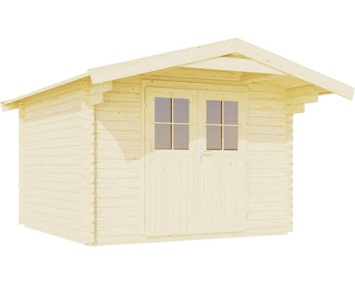 Holzgartenhaus mit Doppeltür und Fenstern