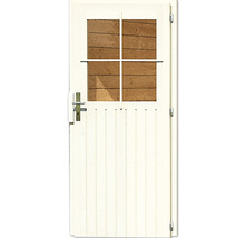 Weiße Holztür mit Fenster