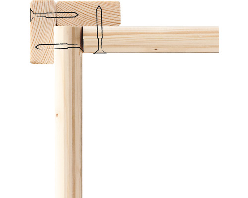 Detailansicht Holzkonstruktion mit Schrauben