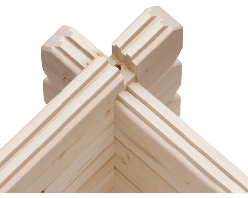 Detailansicht einer Eckverbindung aus Holz