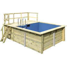 Aufstellpool Holzpool-Set Karibu rechteckig 462x353x124 cm inkl. Sandfilteranlage, Innenauskleidung blau & Leiter mit Plattform-thumb-0