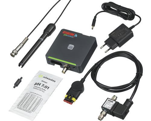 Eheim pH-Control Set mit pH-Elektrode, Steuereinheit, Netzteil, Magnetventil und Kalibrierlösung
