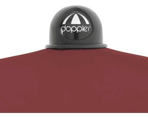 Doppler Logo auf einem Regenschirm
