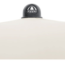 Doppler Logo auf einem Sonnenschirm