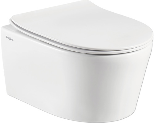 Verkürztes Wandtiefspülklosett-Set Jungborn One spülrandlos weiß mit WC-Sitz Wand-WC mit Deckel
