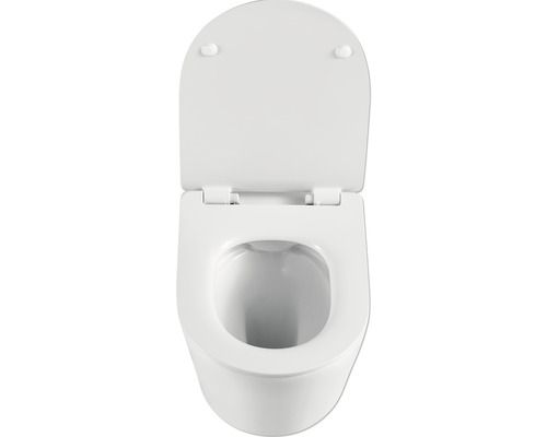 Wand-Tiefspül-WC mit offenem Spülrand und WC-Sitz