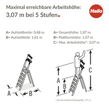 Hailo L100 TopLine Aluminium-Sicherheits-Stehleiter 5 Stufen-thumb-1 Hailo L100 TopLine Aluminium-Sicherheits-Stehleiter 5 Stufen-thumb-1