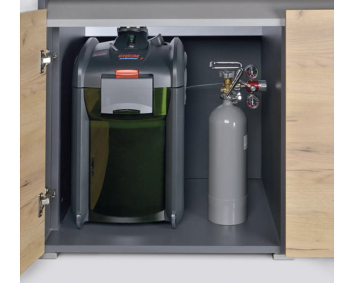 Aquariumunterschrank mit Außenfilter und CO2 Anlage