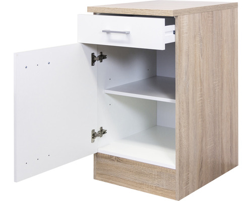 Nachttisch mit Schublade, Tür und Regalen