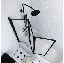 Badewannenfaltwand Aurlane Triple 3-teilig 1250x1430 mm Echtglas Klar hell schwarz-thumb-2 Badewannenfaltwand Aurlane Triple 3-teilig 1250x1430 mm Echtglas Klar hell schwarz-thumb-2