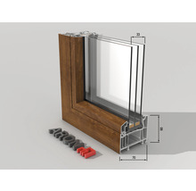 Kunststofffenster Festelement ARON Basic weiß/golden oak 550x650 mm (nicht öffenbar)-thumb-1