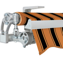 SOLUNA Gelenkarmmarkise Concept 4x2 Stoff Dessin 6363 Gestell Silber E6EV1 eloxiert Antrieb links inkl. Kurbel