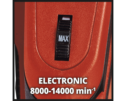 Detailansicht eines Werkzeugs mit einem Schalter, der auf maximale Leistung eingestellt ist.