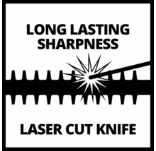 Symbol für langanhaltende Schärfe des Laserschnittmessers