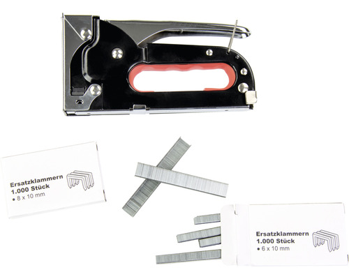 Handtacker mit Ersatzklammern in zwei Größen