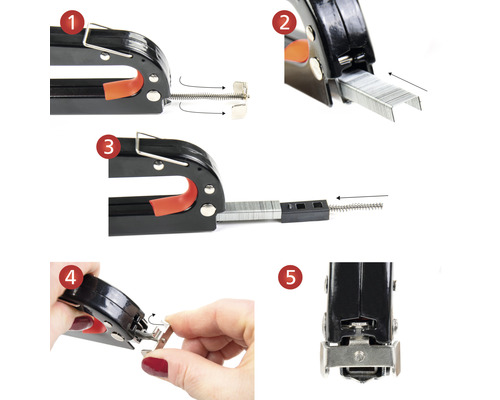 Anleitung zum Nachfüllen eines Tackergeräts in fünf Schritten