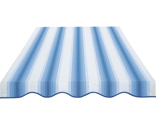 Markise mit blau-weißen Streifen
