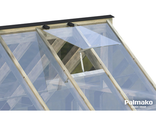 Gewächshausfenster aus Holz mit Öffnungsmechanismus