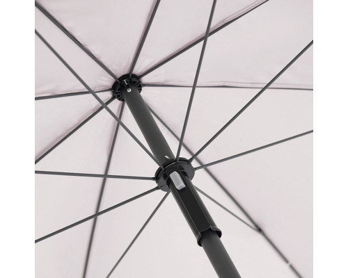 Detailansicht eines Sonnenschirms mit Streben und Mast